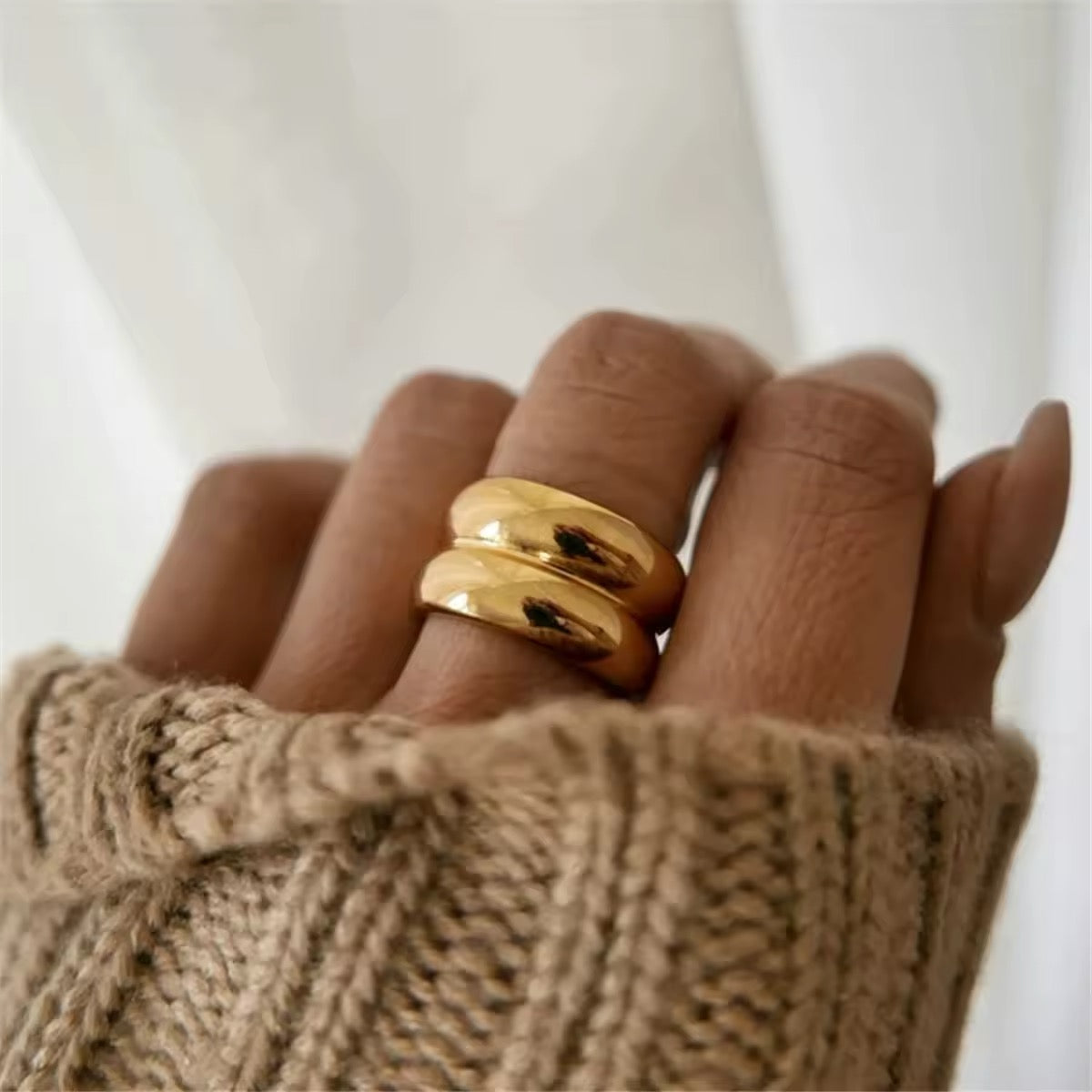 Double Dome Gold Vermeil Ring