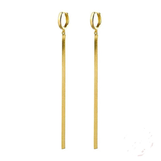 Vermeil Gold Huggie Chain-Drop Earrings