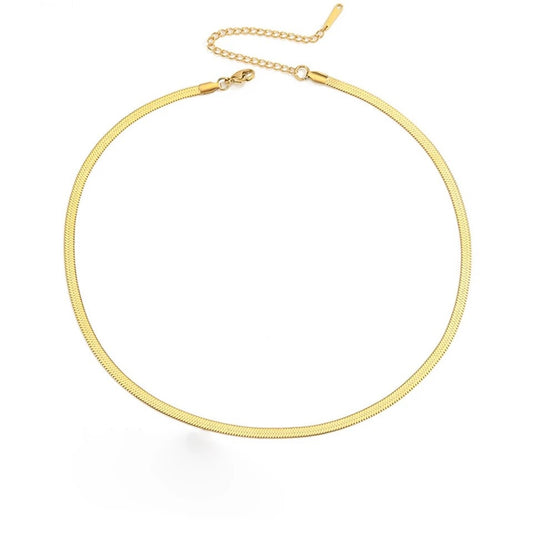 Herringbone Chain Necklace in 14K Gold Plated 3mm