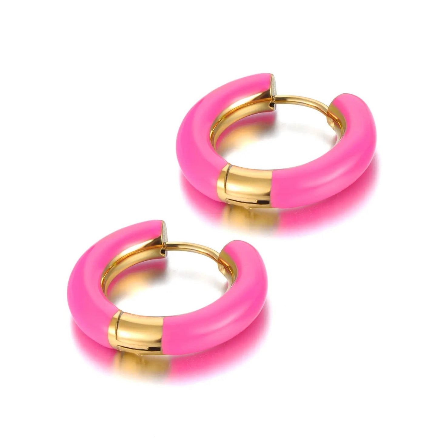 Enamel Huggie Hoop Earrings