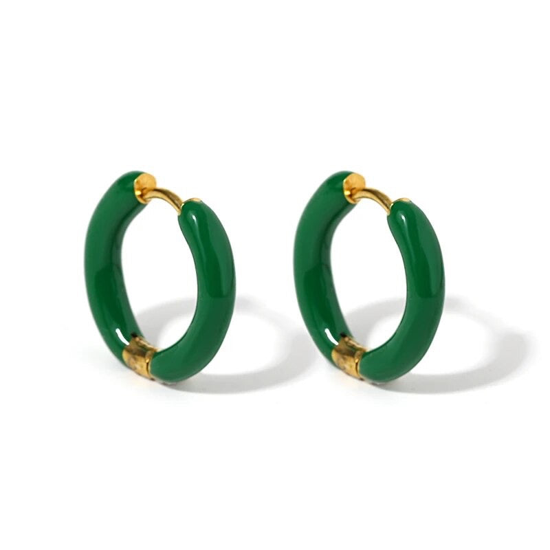 Enamel Huggie Hoop Earrings