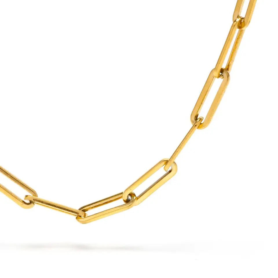 Paper Clip Chain Necklace in Gold Vermeil