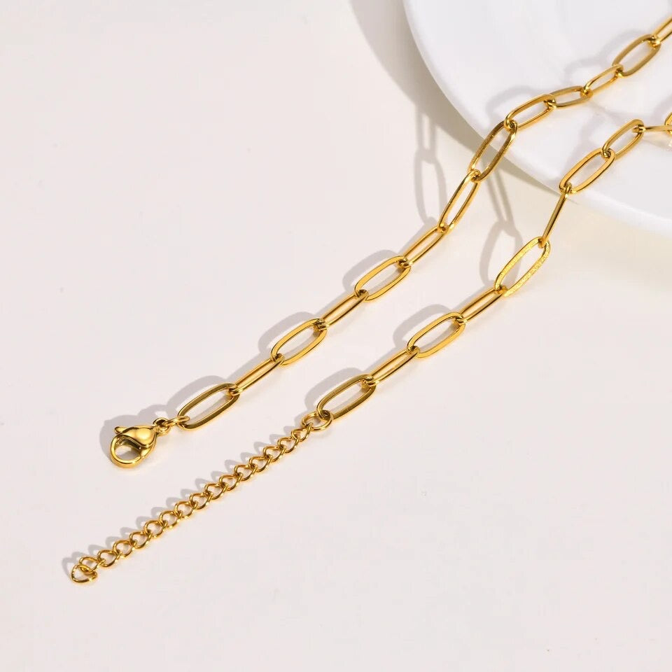 Paper Clip Chain Necklace in Gold Vermeil