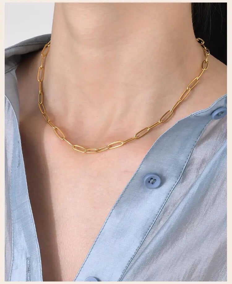 Paper Clip Chain Necklace in Gold Vermeil