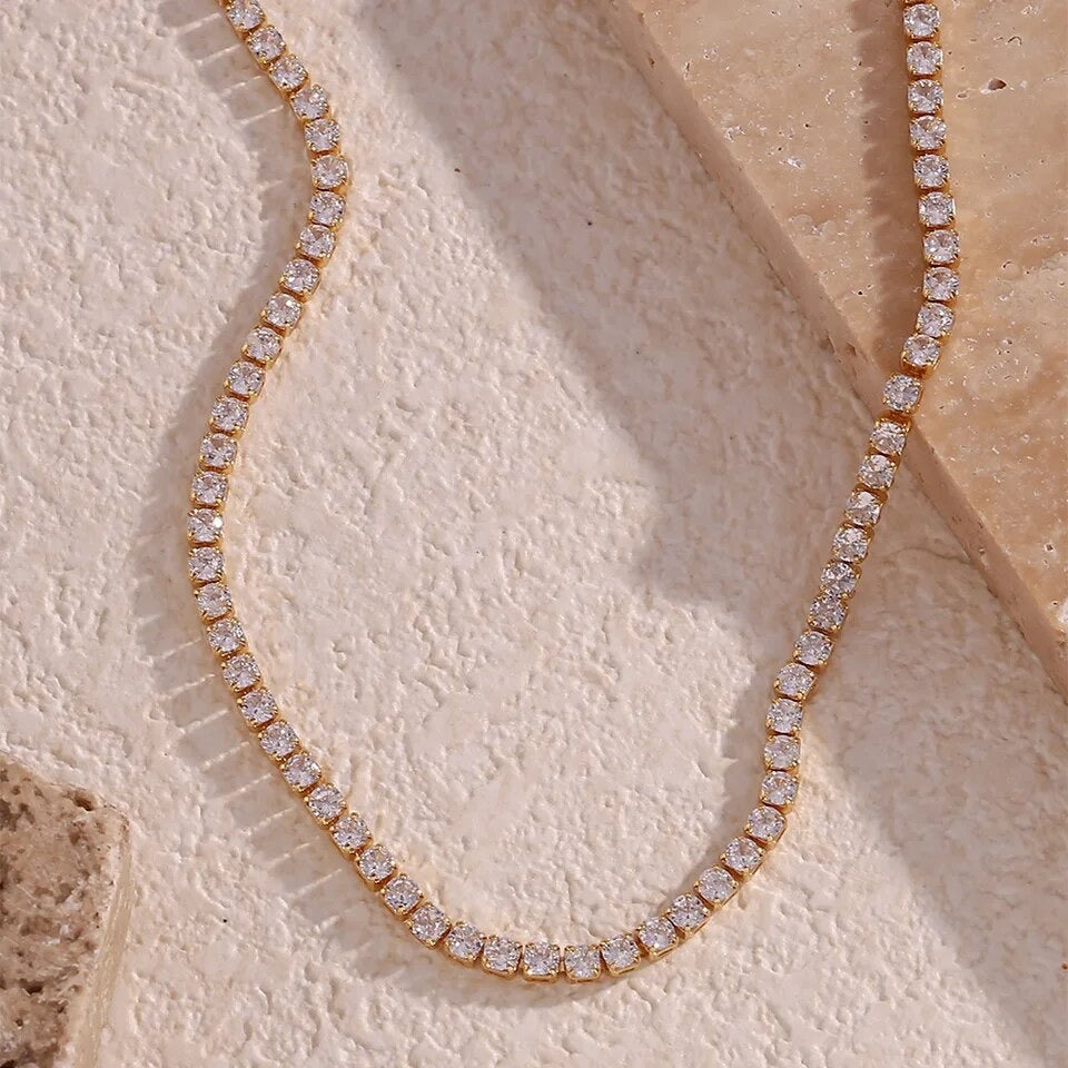 Cubic Zirconia Collar Necklace in 18K Gold Vermeil