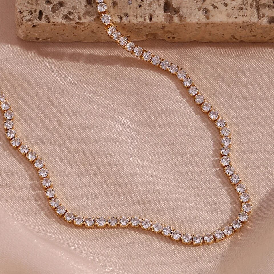 Cubic Zirconia Collar Necklace in 18K Gold Vermeil