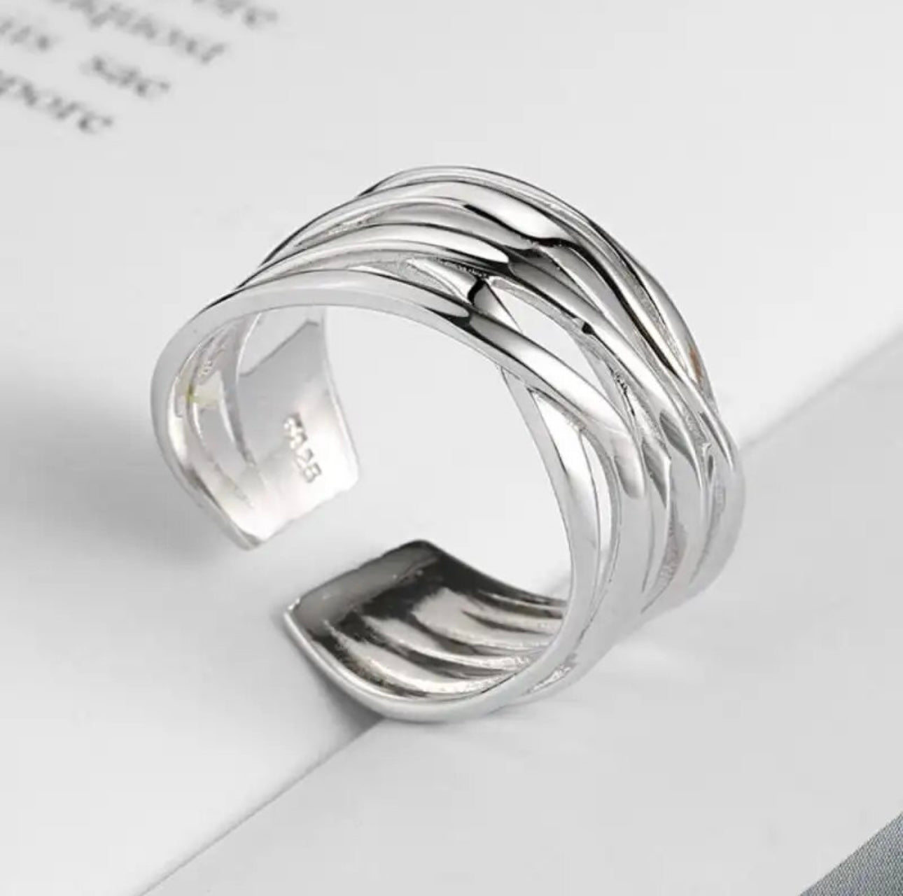 Multi-Row Cuff Ring in Sterling Silver