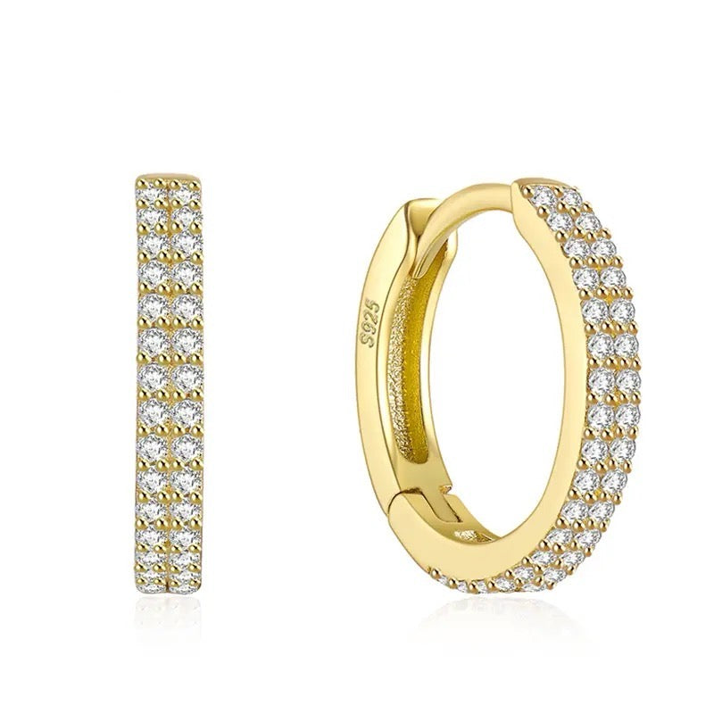 CZ Huggie Hoop Earrings in 14K Vermeil