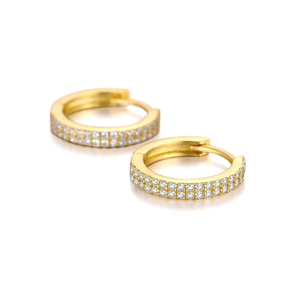 CZ Huggie Hoop Earrings in 14K Vermeil