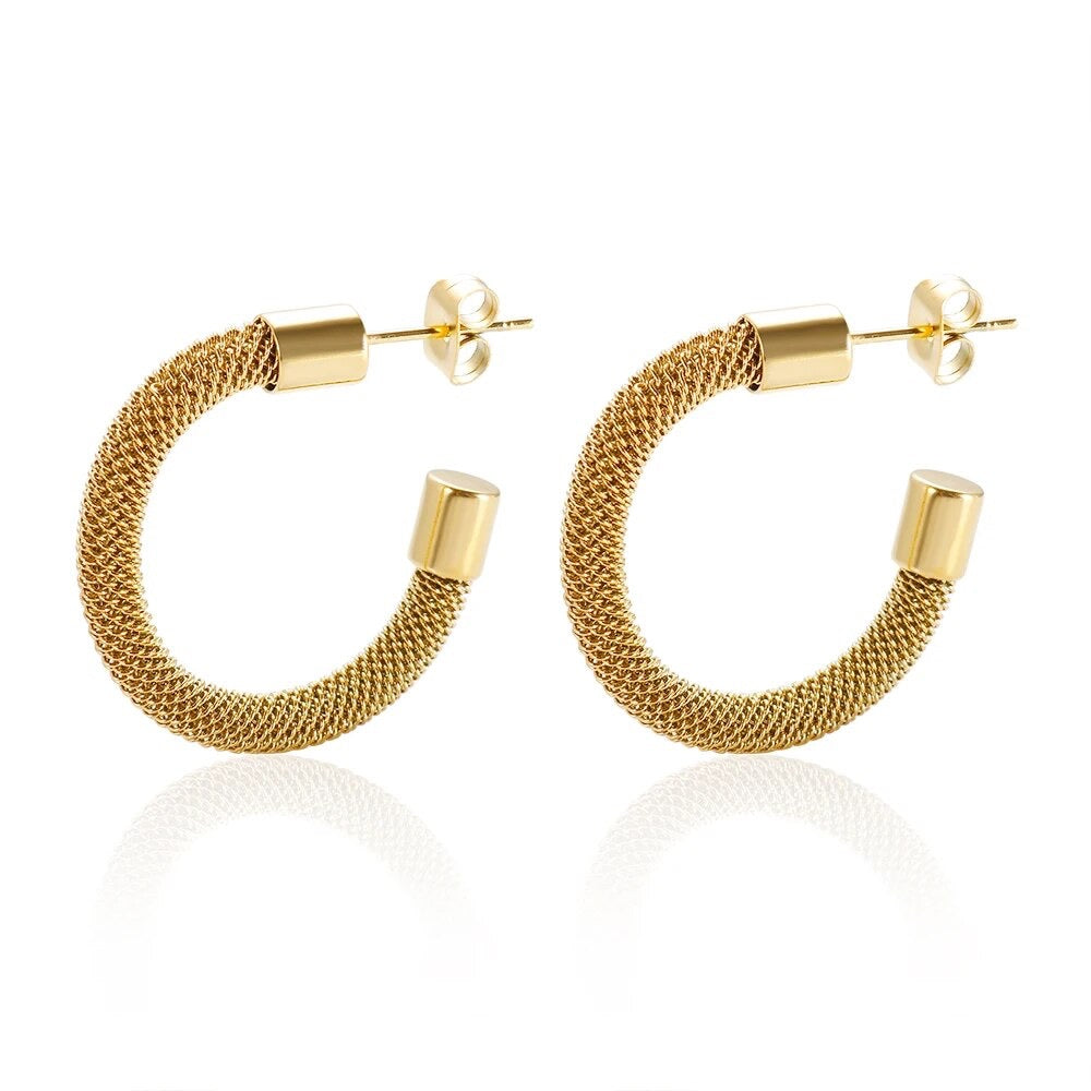 Mesh Tube Hoop Earrings