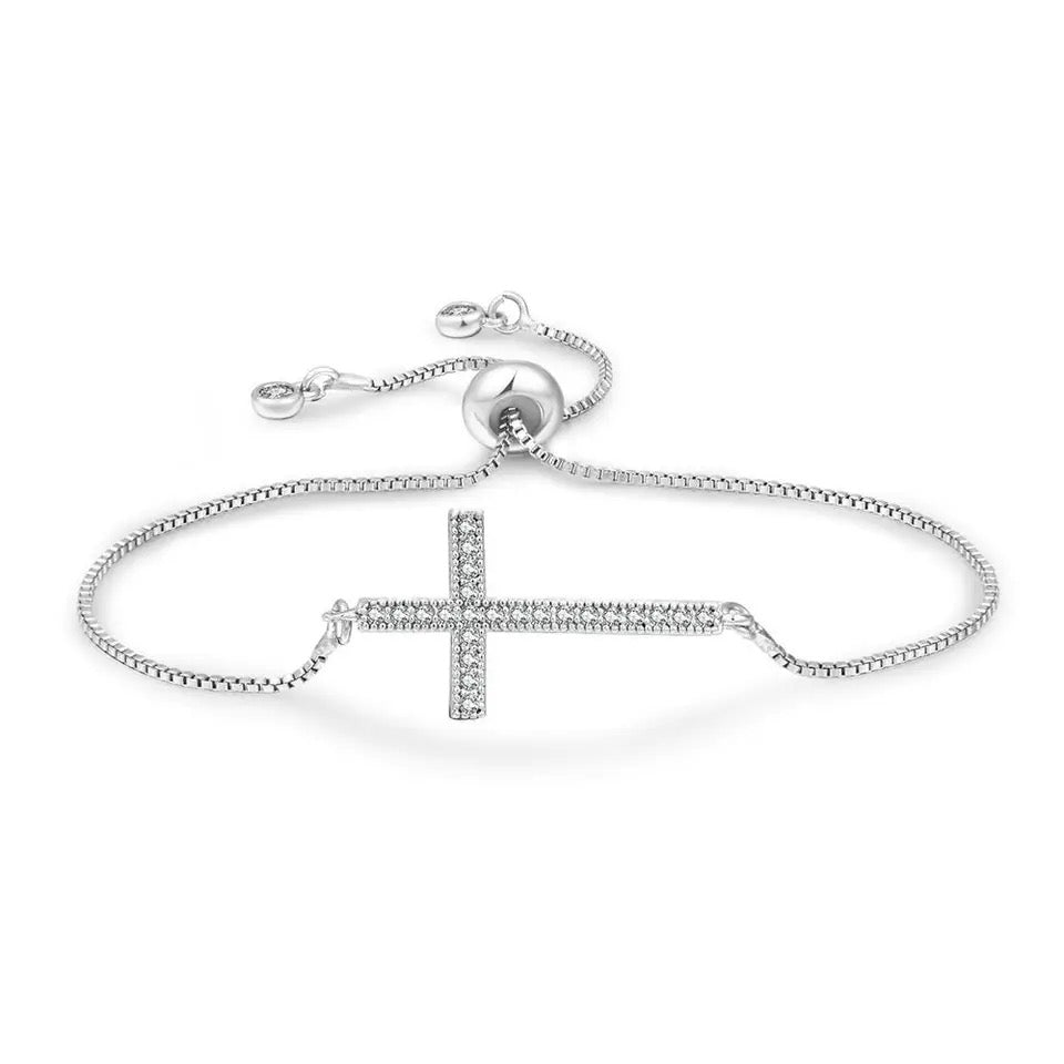 Sideways Cross Bolo Bracelet