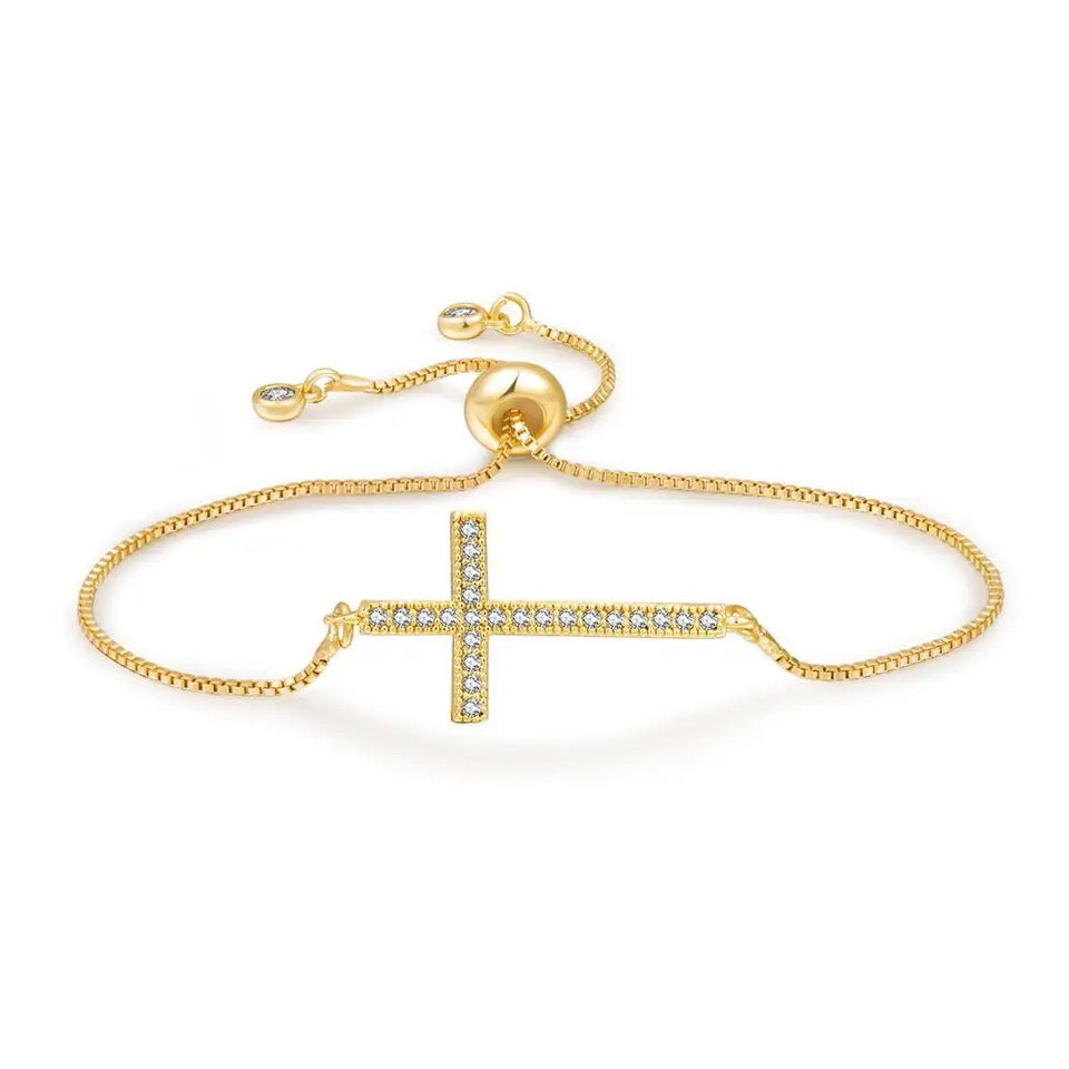 Sideways Cross Bolo Bracelet