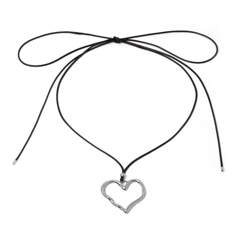 Heart Charm Wrap Choker Necklace