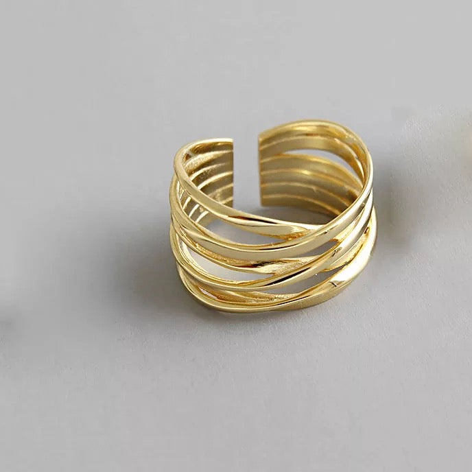 Crossover Multi Row Ring in 14K Gold Plated