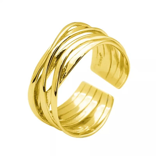 Crossover Multi Row Ring in 14K Gold Plated