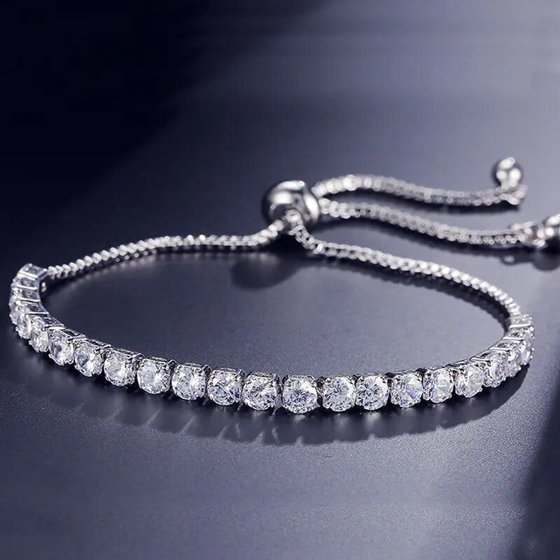 Tennis Bolo Bracelet in 0.12 cts Clear Cubic Zirconia