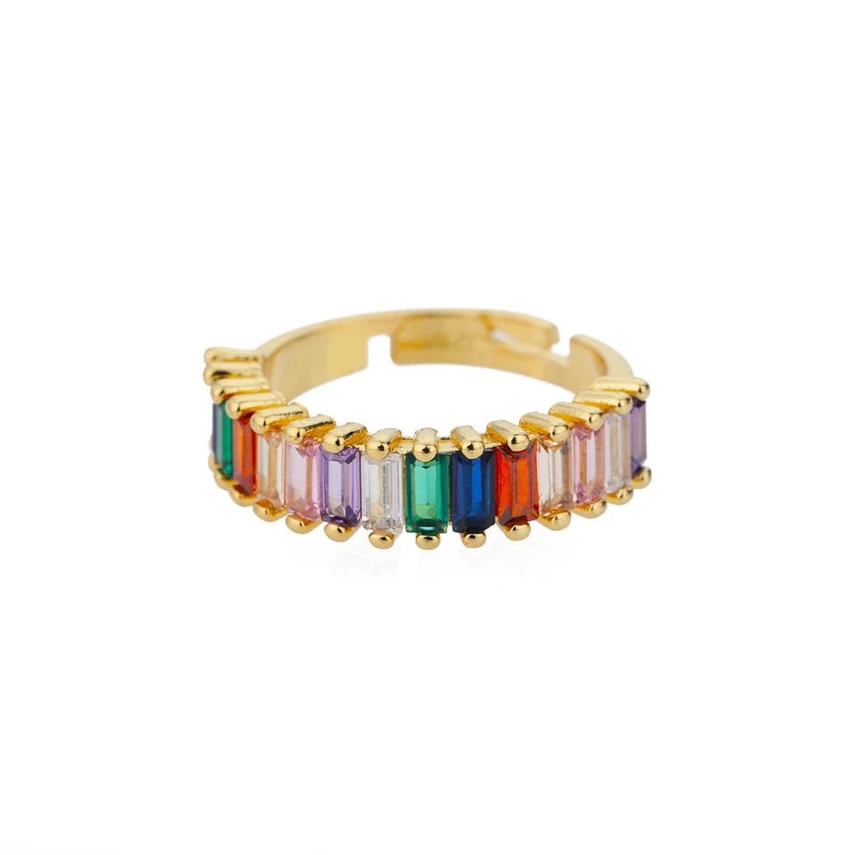 Rainbow Baguette Gemstone Eternity Band