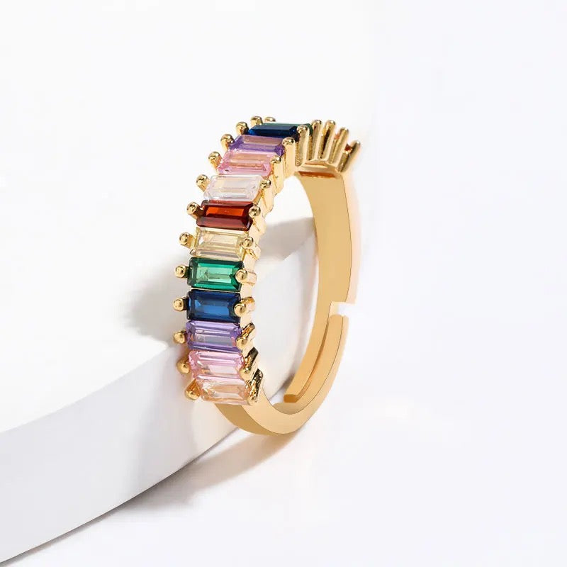 Rainbow Baguette Gemstone Eternity Band