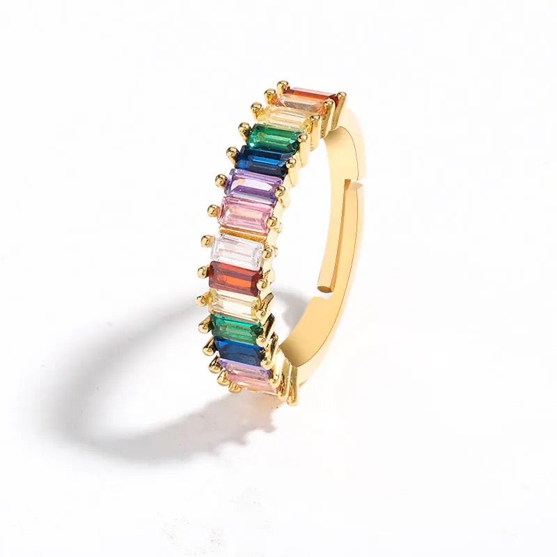 Rainbow Baguette Gemstone Eternity Band