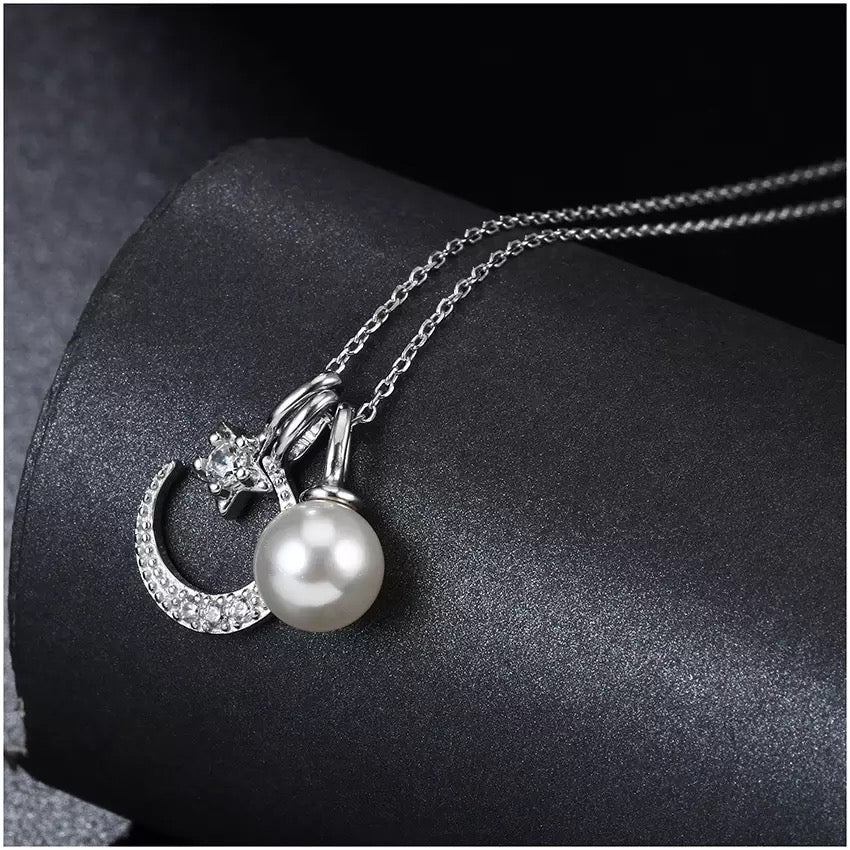 Crescent Moon and Star Charm Necklace