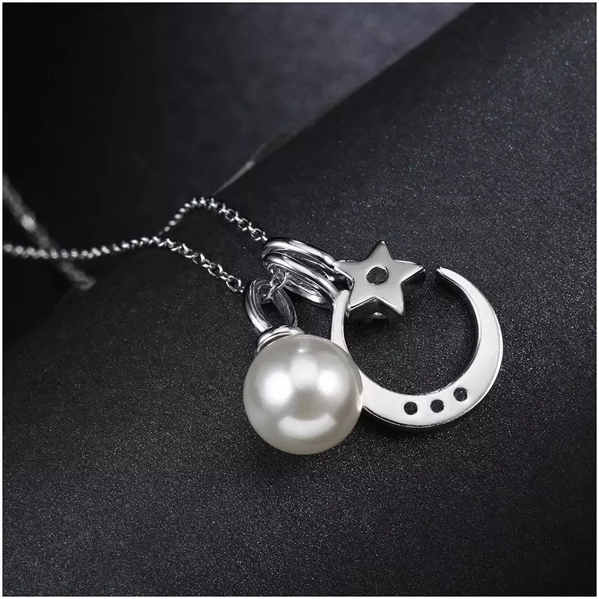 Crescent Moon and Star Charm Necklace