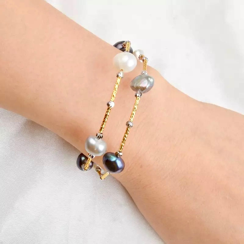 Baroque Pearl Spiral Wrap Bracelet