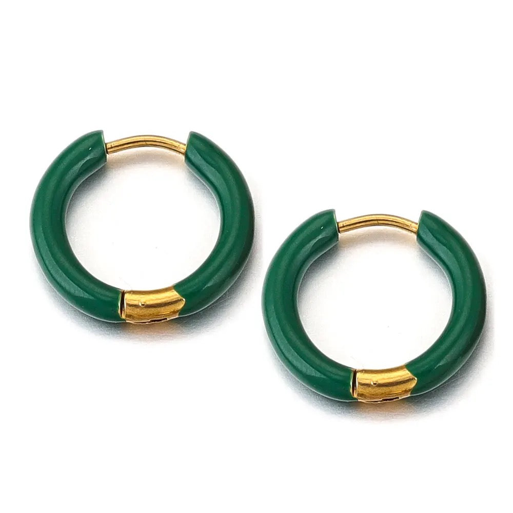 Enamel Huggie Hoop Earrings