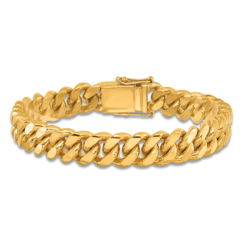 Solid Cuban Link Chain Bracelet 18K Yellow Gold 8.5"