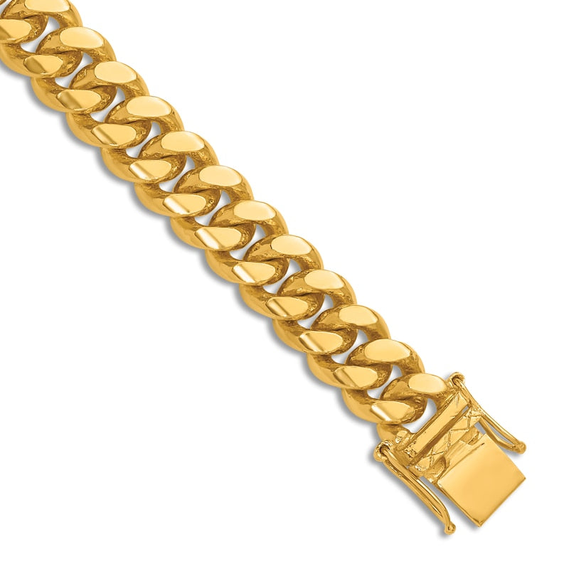 Solid Cuban Link Chain Bracelet 18K Yellow Gold 8.5"