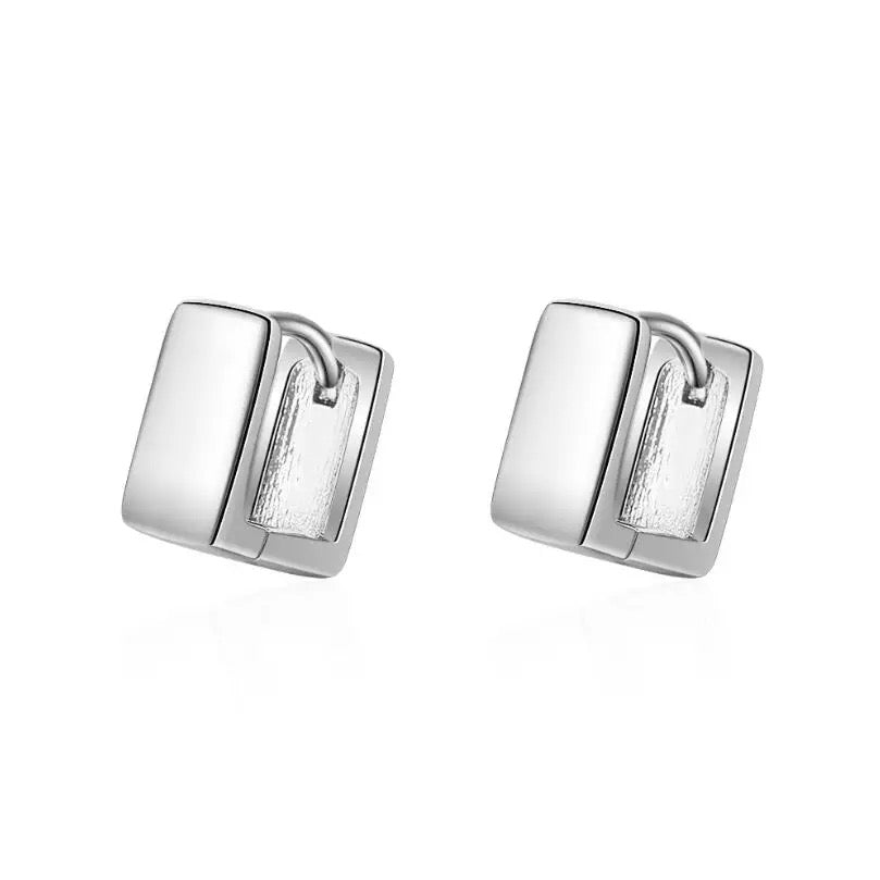 Mini Square Huggie Earrings in 925 Sterling Silver