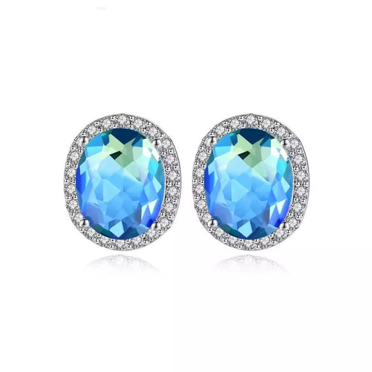 Ombré Zirconia Halo Stud Earrings