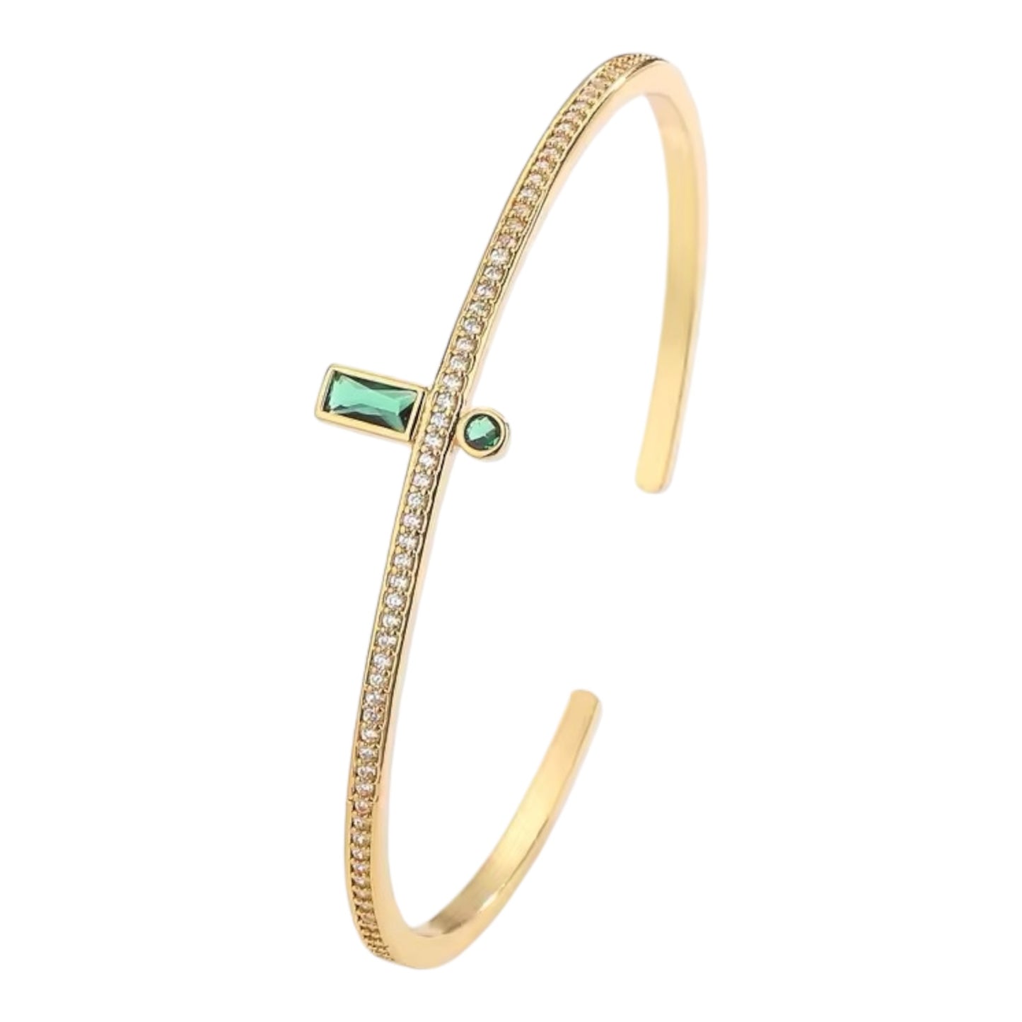 Open Cuff Bangle Bracelet In CZ Accents