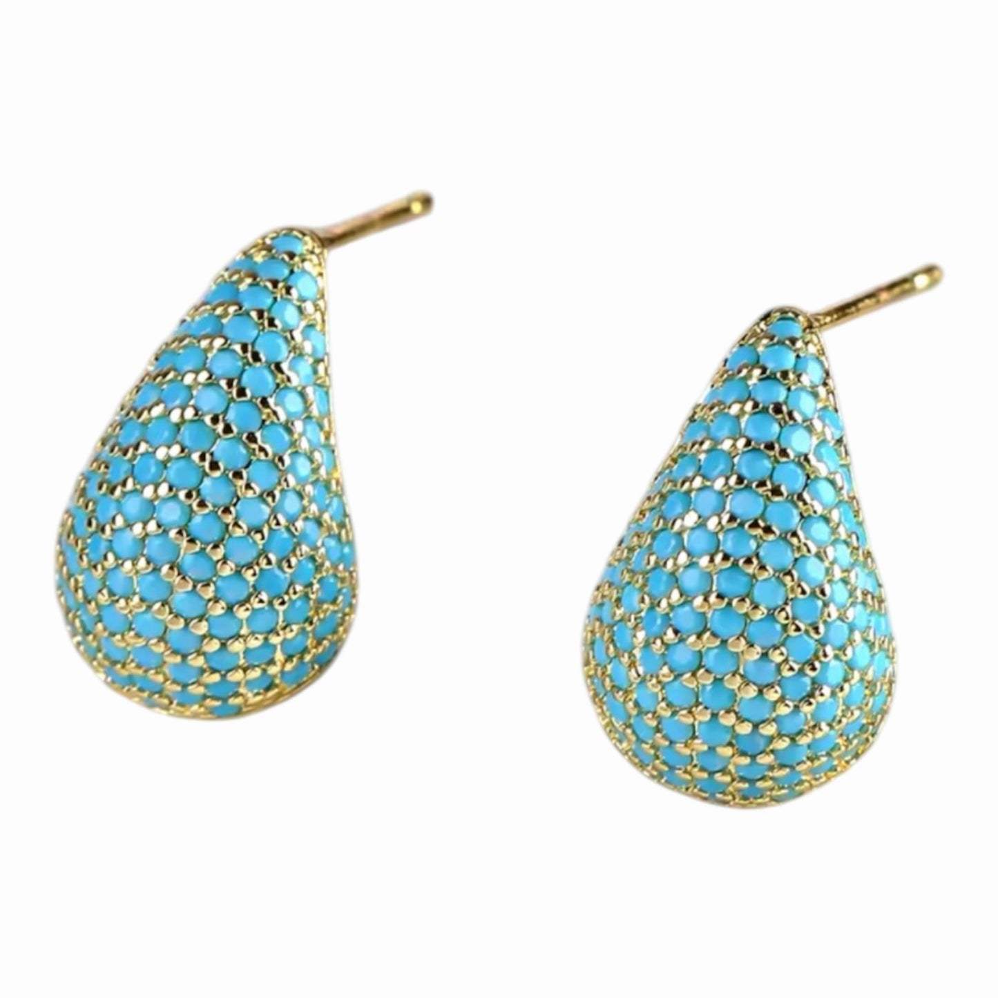 Teardrop Earrings in Turquoise Pave Accent