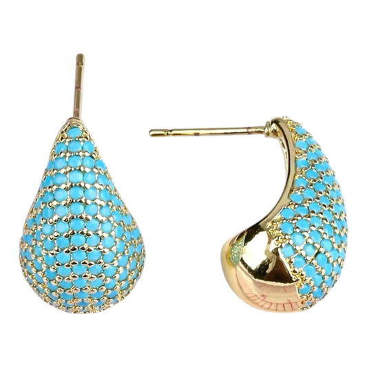 Teardrop Earrings in Turquoise Pave Accent