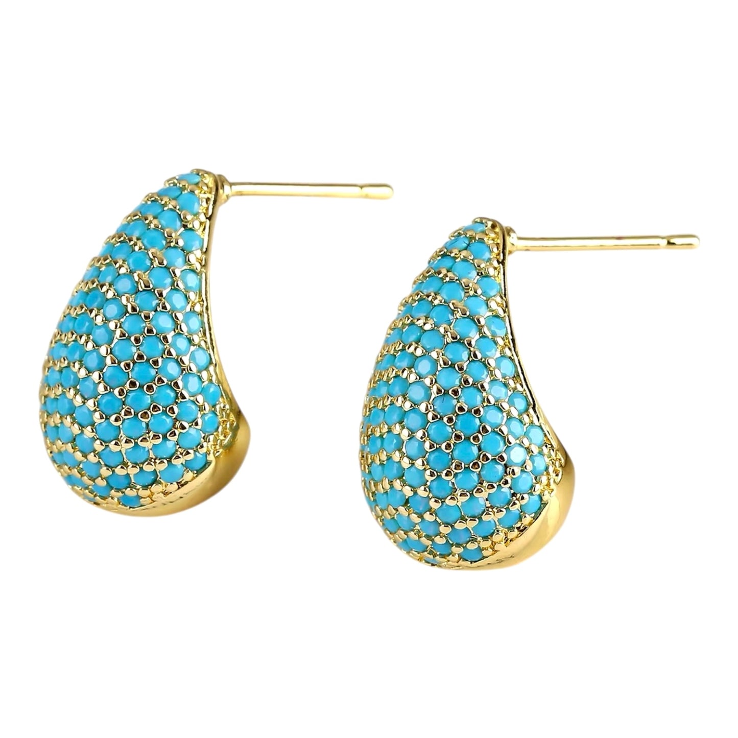 Teardrop Earrings in Turquoise Pave Accent