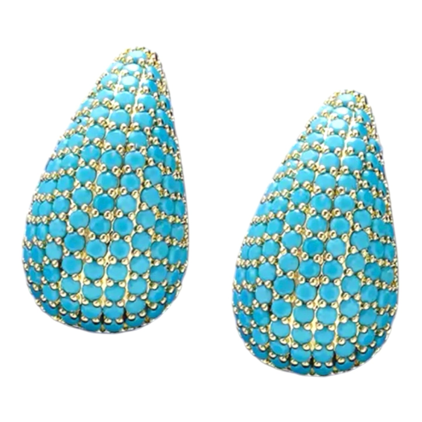 Teardrop Earrings in Turquoise Pave Accent