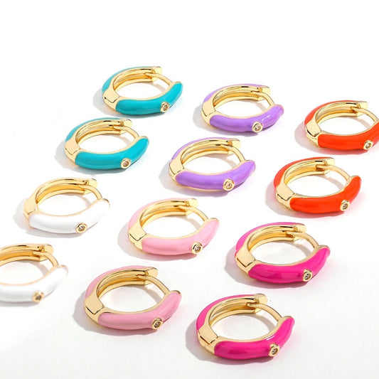 Enamel Huggie Hoop Earrings