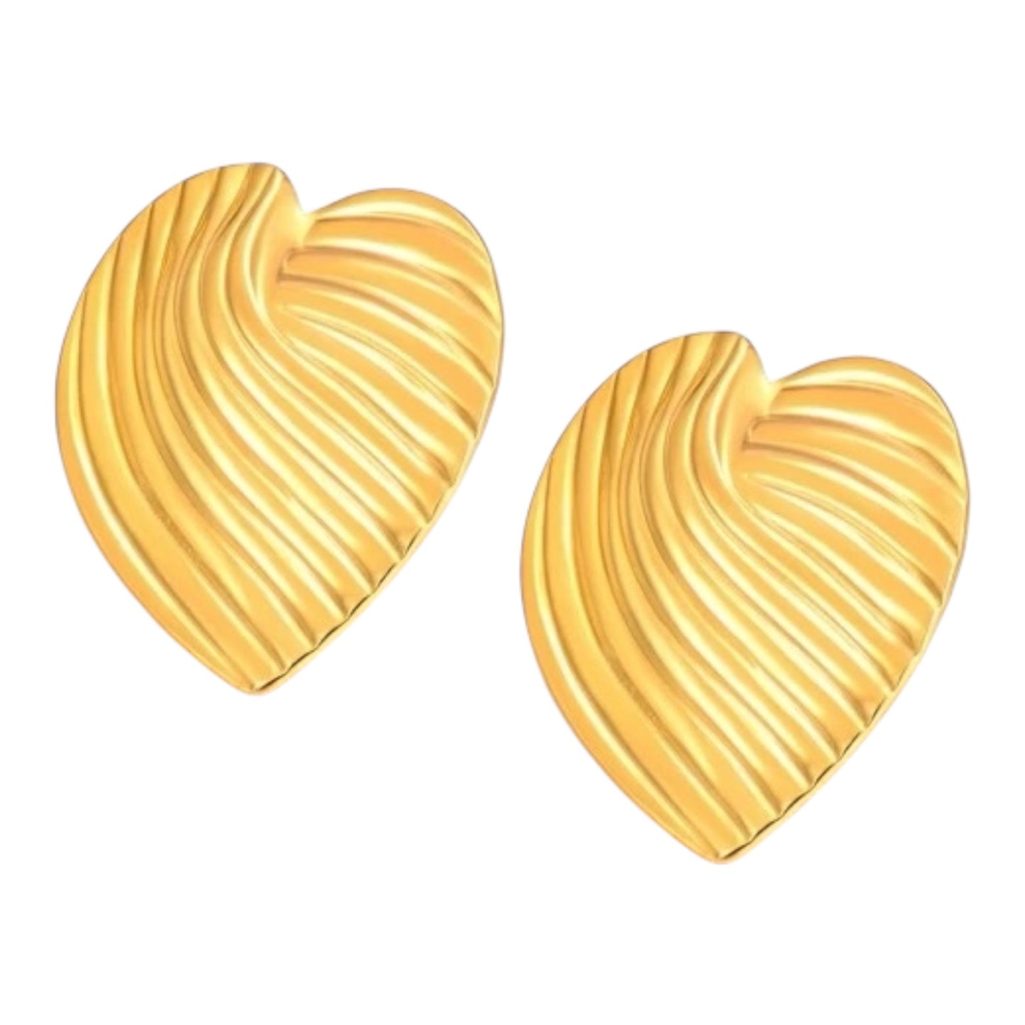 Textured Heart Stud Earrings in 14K Gold