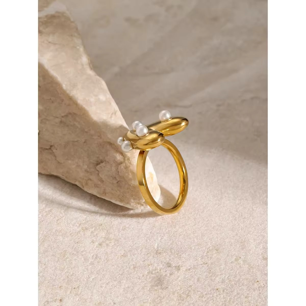 Heart Ring with Pearl Accents 14K Gold