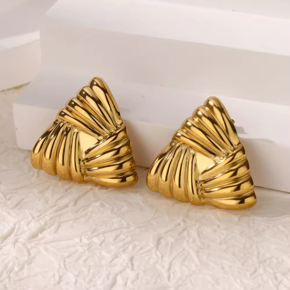 Triangle Sculptured Drop Earrings