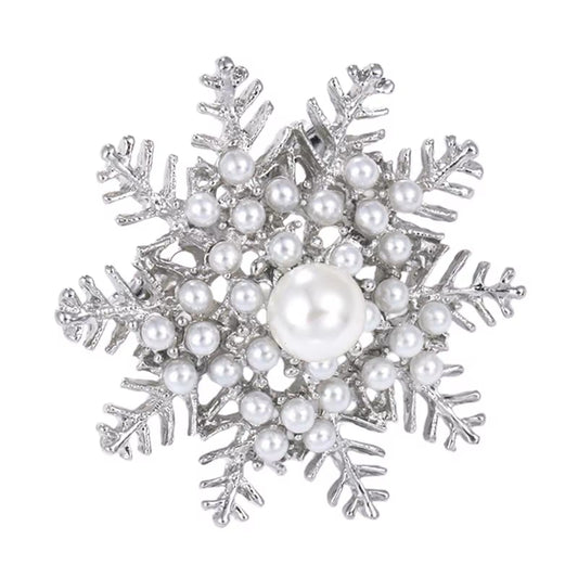 Snowflake Pearl Accent Brooch