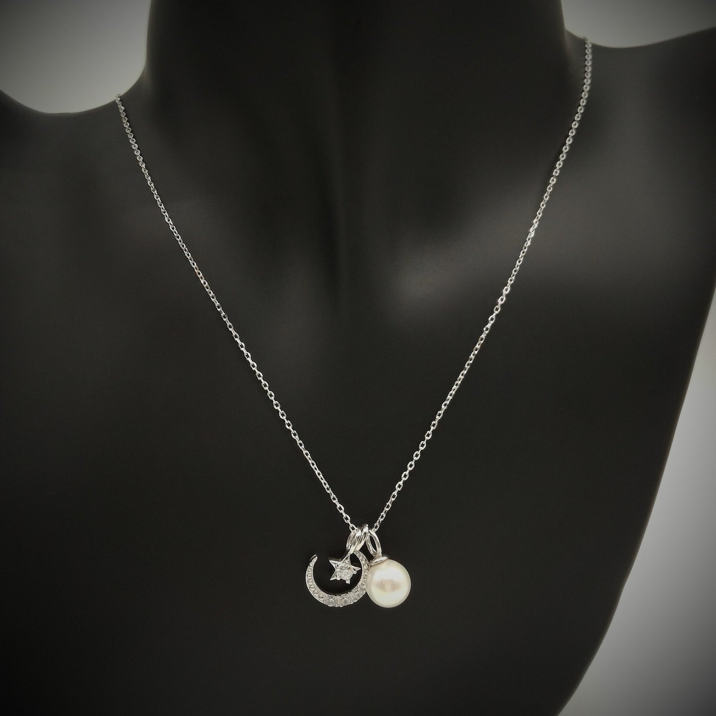 Crescent Moon and Star Charm Necklace