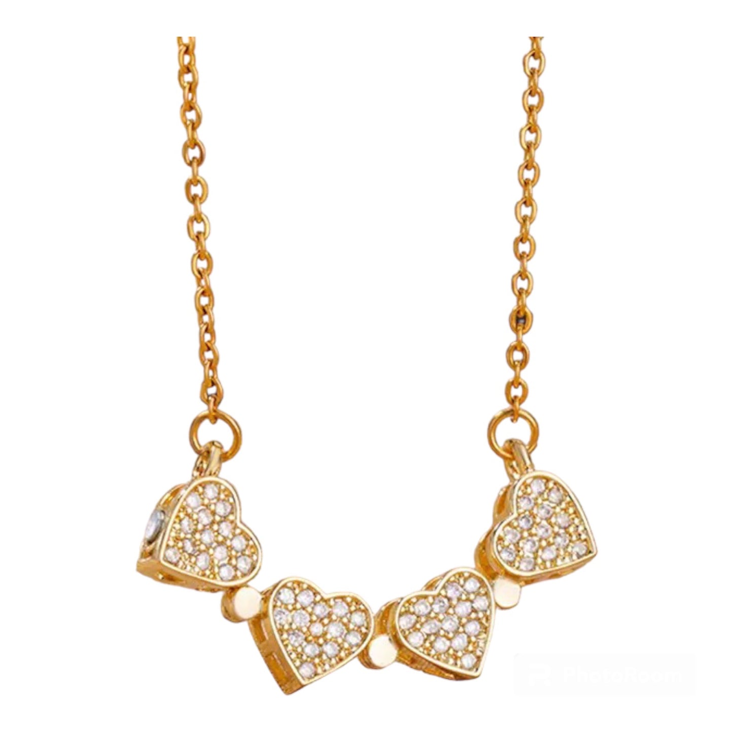 Heart Clover Convertible Charm Necklace in 14K Gold Plating