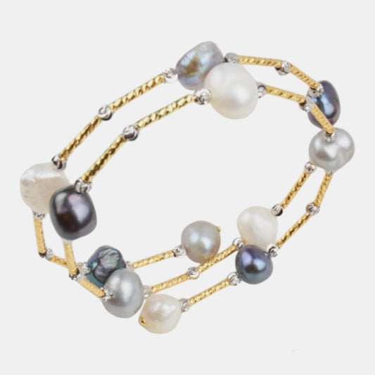 Baroque Pearl Spiral Wrap Bracelet