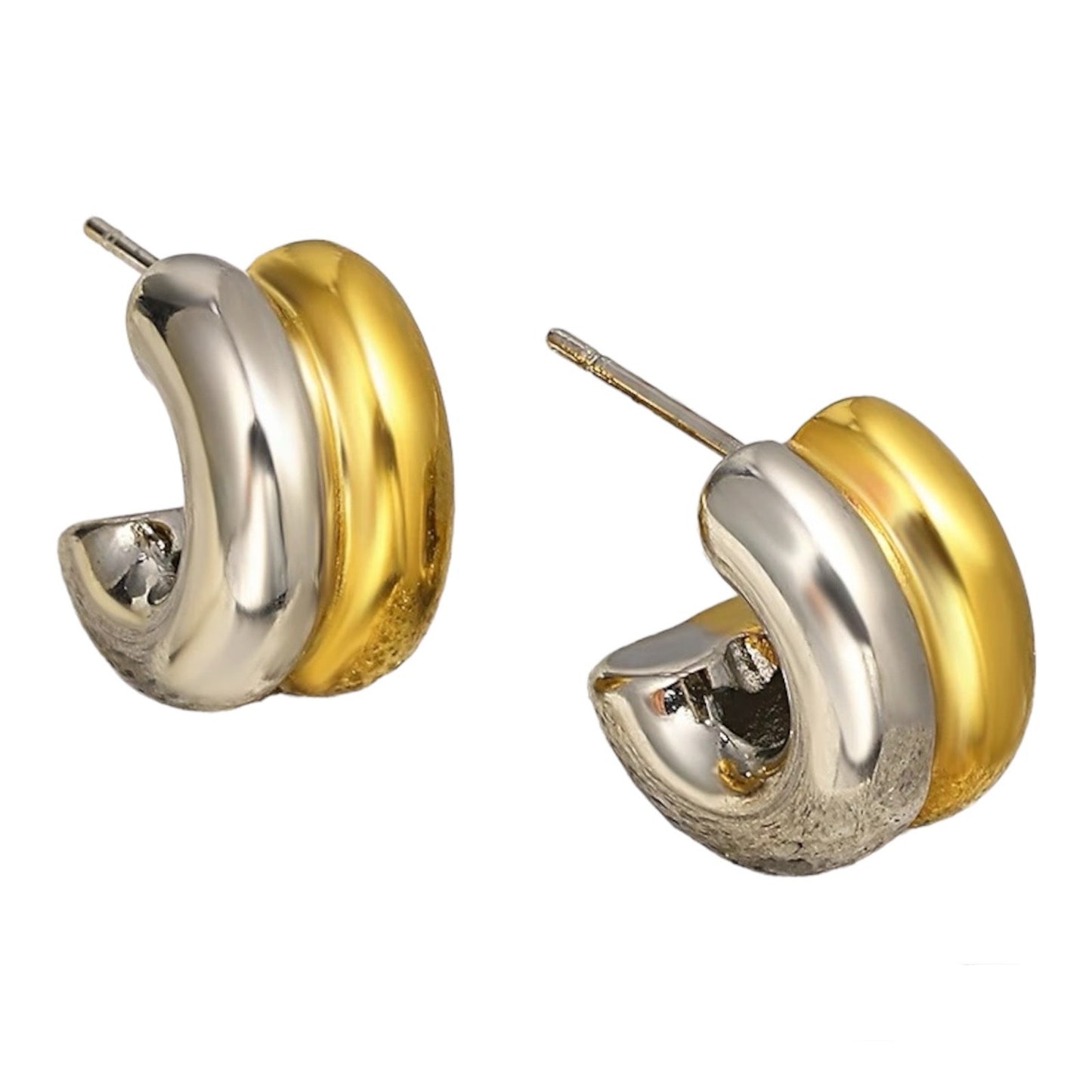 Two-Tone Double Row Hoop Earrings