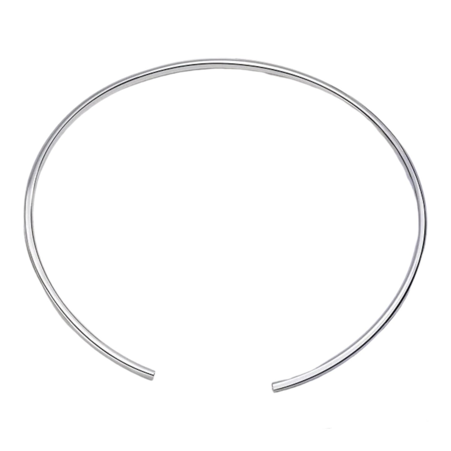 Solid Flat Choker Collar in Silver