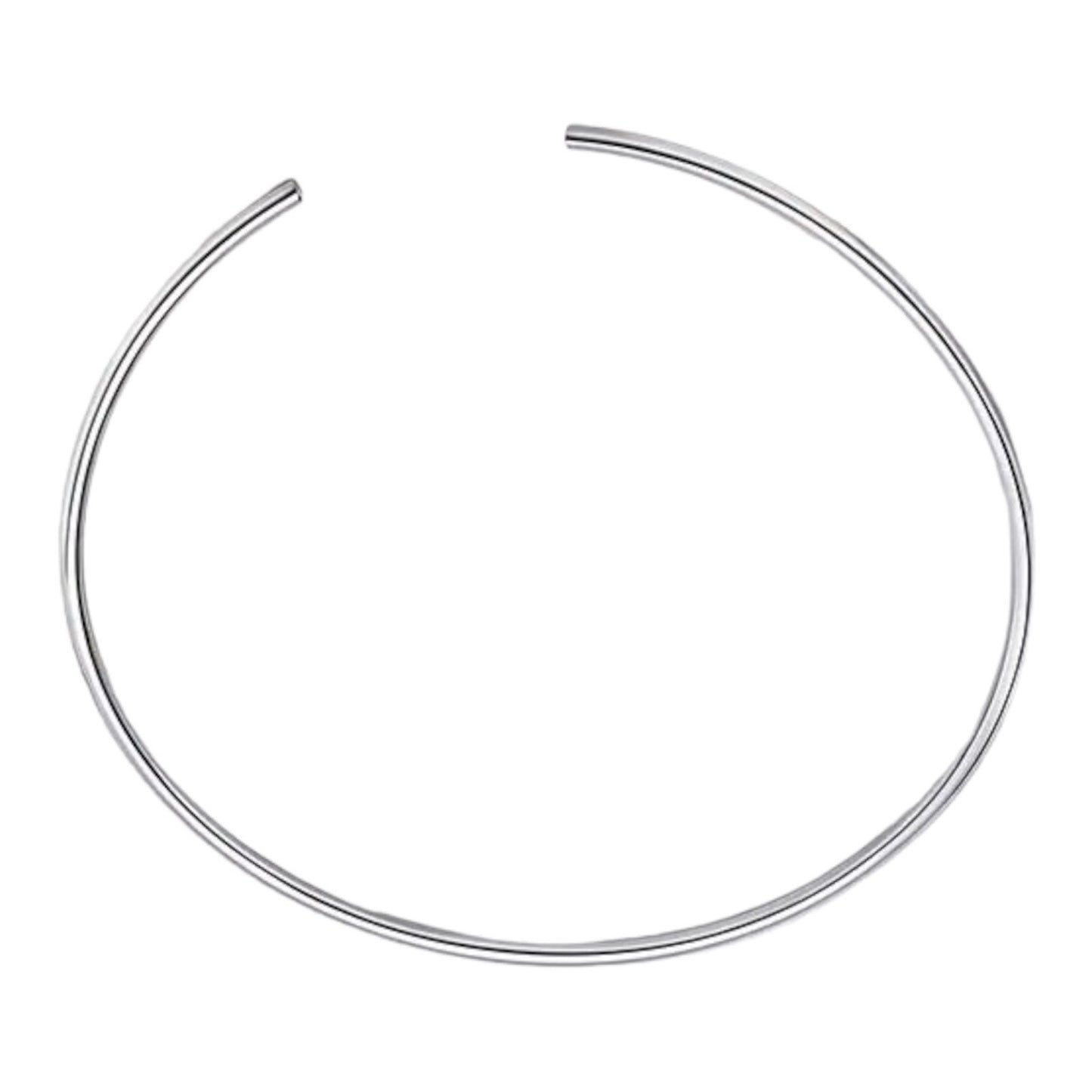 Solid Flat Choker Collar in Silver