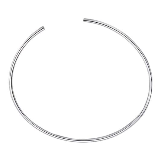 Solid Flat Choker Collar in Silver