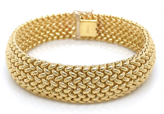 14k Yellow Gold 15mm Mesh Bracelet 7.5 Inches