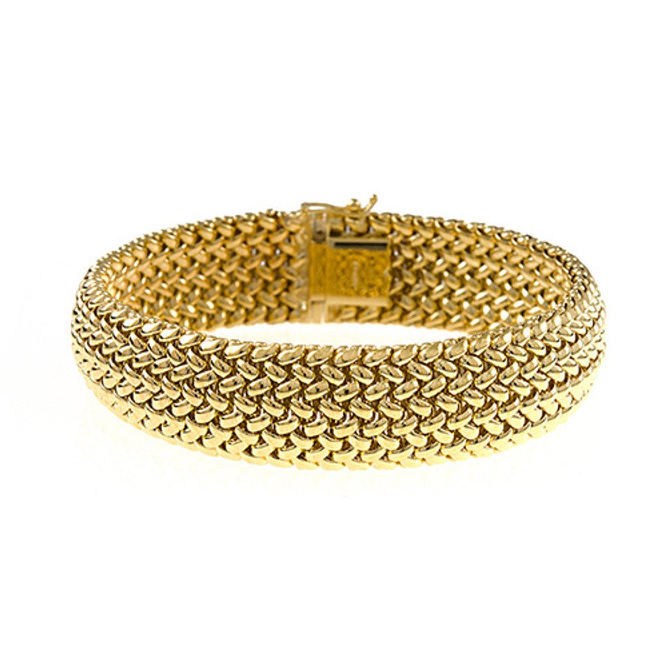 14k Yellow Gold 15mm Mesh Bracelet 7.5 Inches